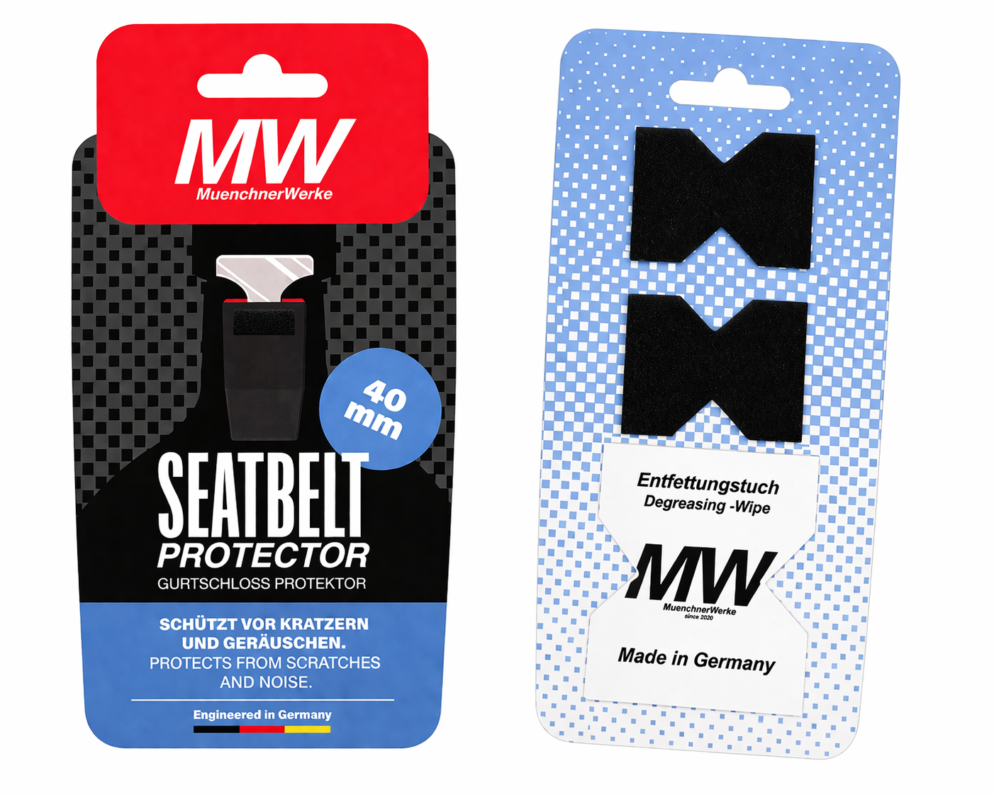 MW Seatbelt Protector, Gurtschloss Protektor, Gurtschlossschutz, Gurtschlossschoner, 40mm, Auto Sicherheitsgurt Schutz, Abschnallschutz fürs Auto, Gurtschloss Sicherung, 2 Stück, Universell passend