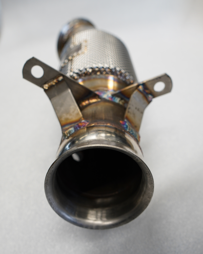 90mm Downpipe mit 200 Zellen Sport-Kat. Edelstahl BMW N55 F87 M2 M135i M235i